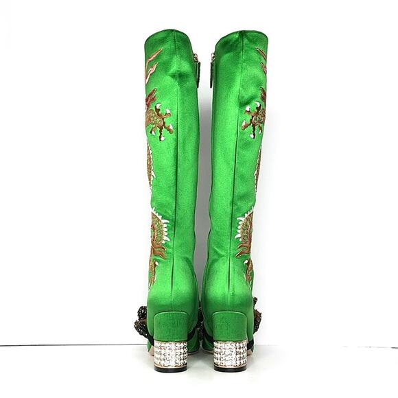 NEW Gucci Candy Dragon Embroidered Bow Crystal Embellished Knee High Boots 36 - Picture 5 of 14